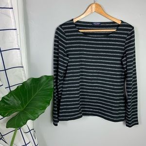 Saint James Gray Black Striped Long Sleeve
